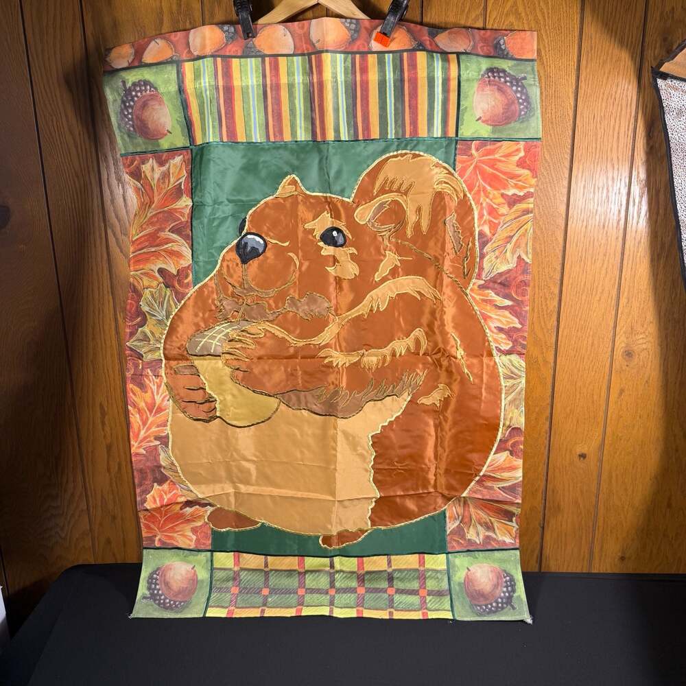 Celebrate Fall Together Harvest Squirrel Applique Garden Flag
